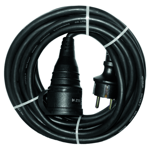 Rallonge noire h07rnf 3g1,5 pc 16a 230v avec clapet 10m