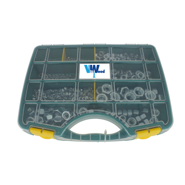 Coffret 765 ecrous acier zingue blanc