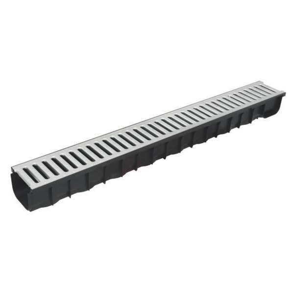 Caniveau midi avec grille passerelle en acier galvanisee a15 montee