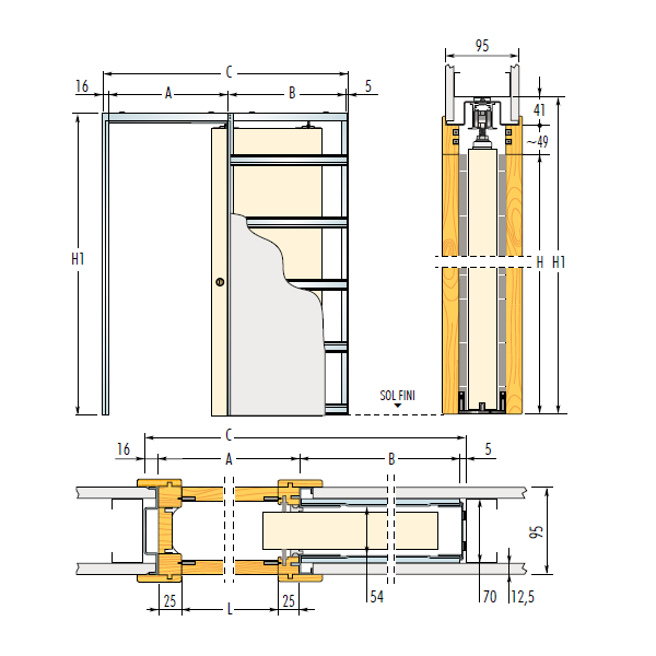 Chassis de porte à galandage