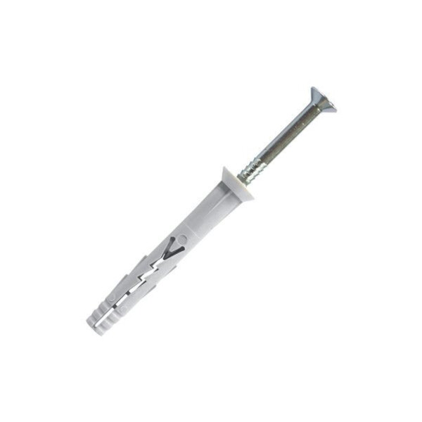 Cheville nylon avec vis tete fraisee en bidon