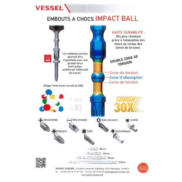 Embout vissage torsion impact ball sq