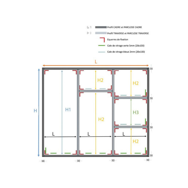 Equerres d'assemblage verrière v30