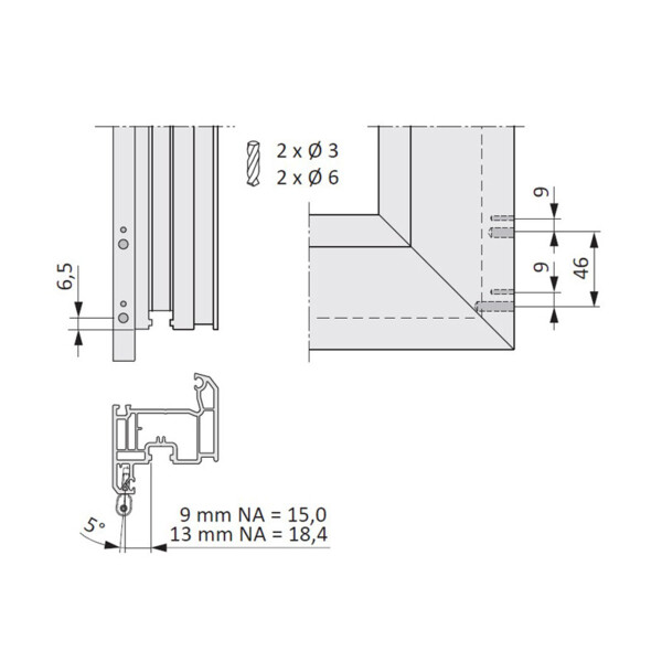 Fiche d'angle à brocher 12 mm titan