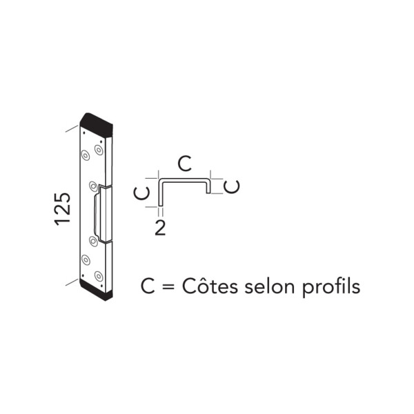 Gâche auxiliaire pvc crochet t3