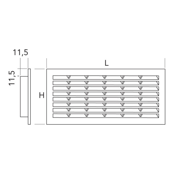 Grille de Ventilation de Porte 50x9 2 faces à encastrer PVC Marron