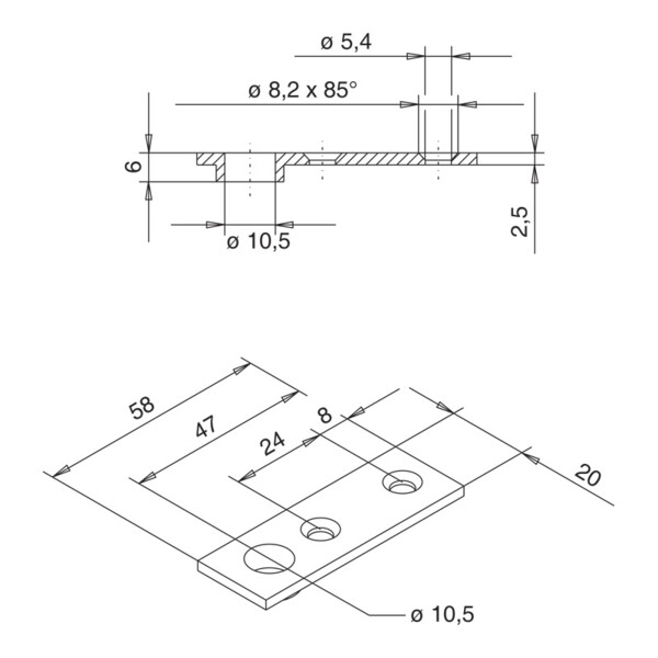 Guide tringle gache semi fixe