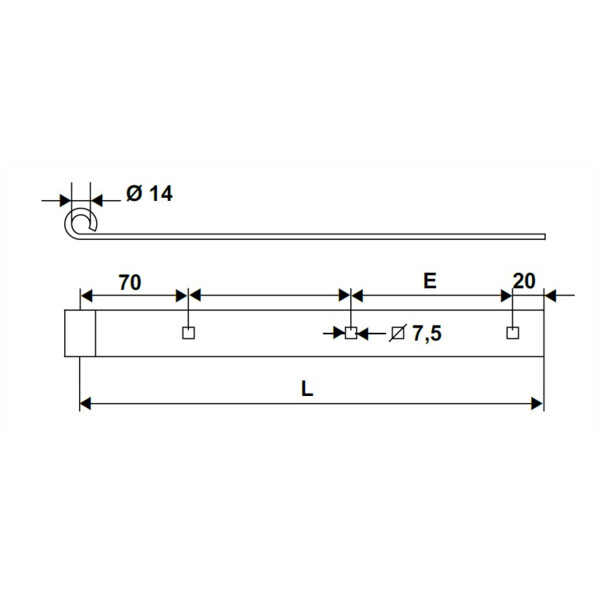 Penture droite 35x5 ø14