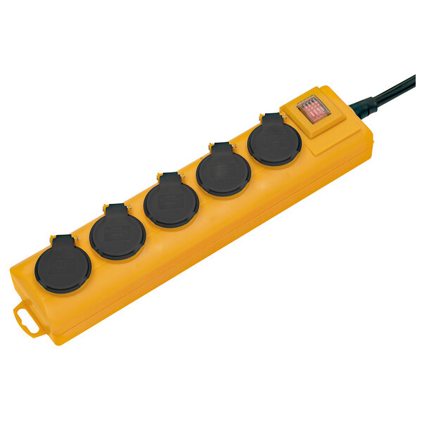 Socle super-solid 5 prises jaune interrupteur et volet - ip54