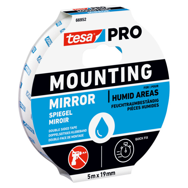 Double-face de montage mousse special salle de bains 66952  blanc 5m x 19mm
