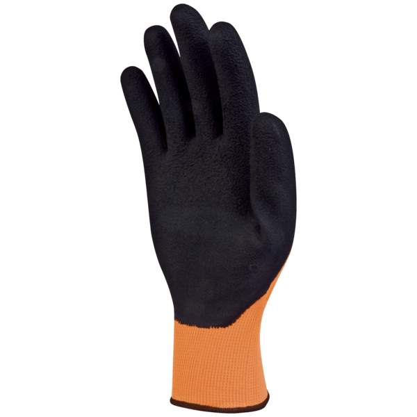 Gant tricot enduit mousse latex orange apollon vv733