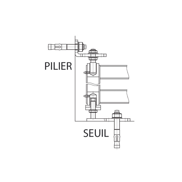 Jeu de pivots reglable type 100 avec chevilles