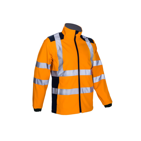 Veste softshell haute visibilite kanpa orange/marine