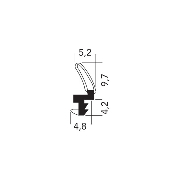 Joint à lèvre H:9,5 mm rainure 4 mm sans protection pelable