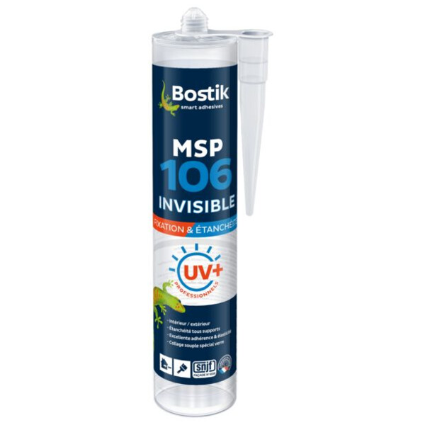 Mastic colle ms polymere msp 106 uv+ invisible 290ml