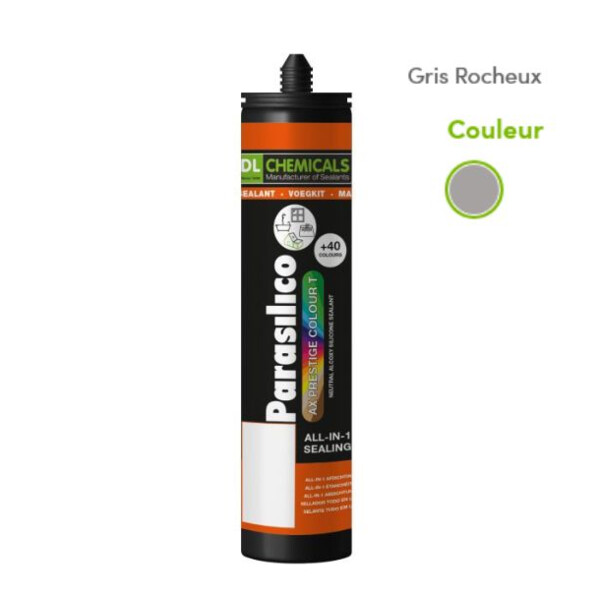 Mastic silicone prestige colour ton gris cart300ml