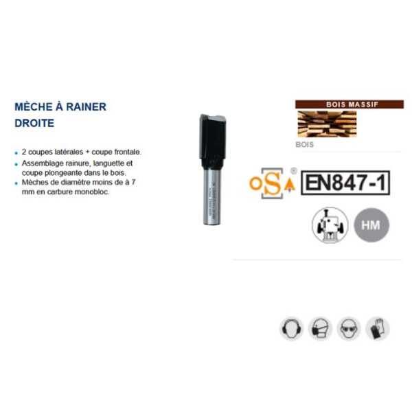 Mèche à rainer droite