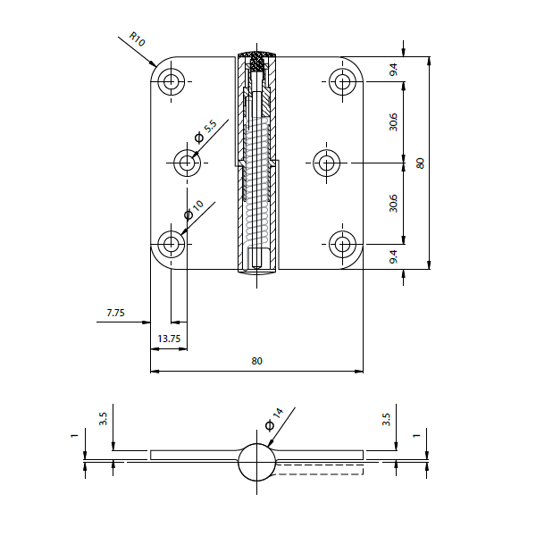 Paumelle alu ressort argtaclose 80/80a