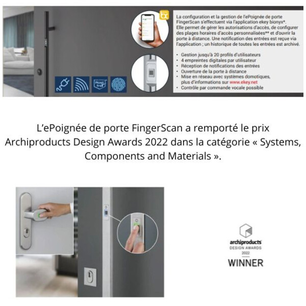 Poignée battante simple  fingerscan design rond