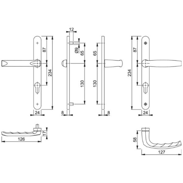 Poignée de porte étroite atlanta saillie réduite