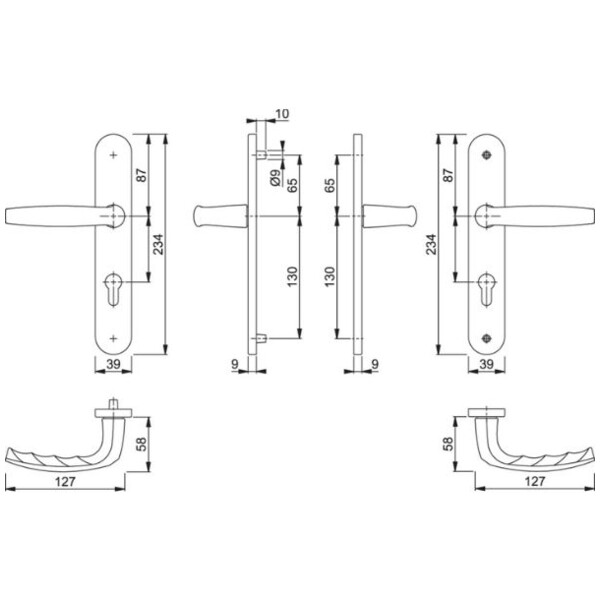 Poignée de porte large atlanta saillie normale
