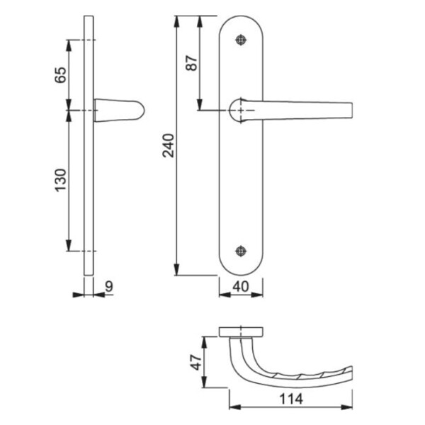 Poignée de porte large san  diego entraxe 195mm