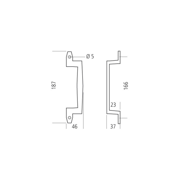 Poignée porte renvoyée
