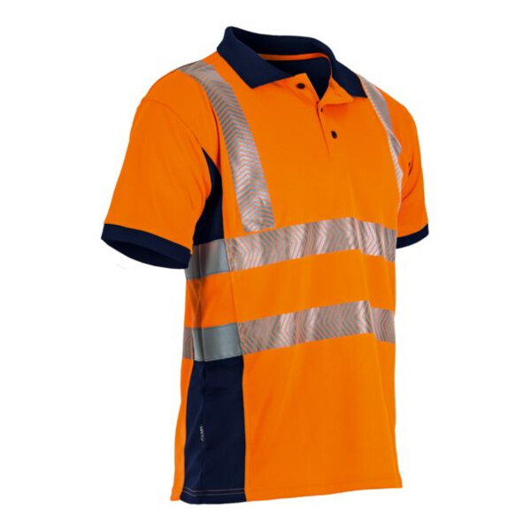 Polo manche courte haute visibilte prevoyance marine/orange