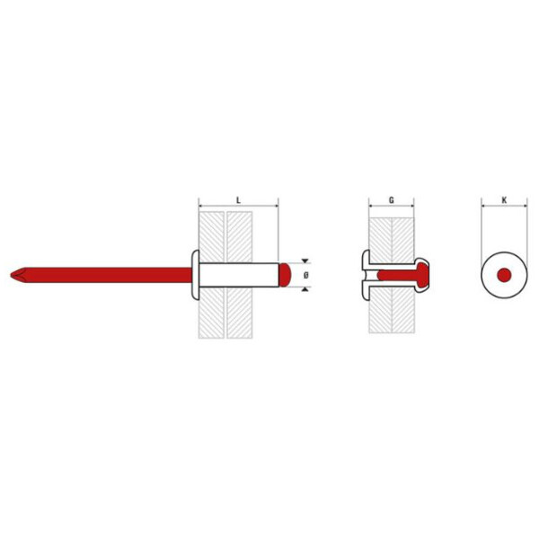 Rivet aluminium tête plate laquée