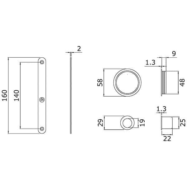 Serrure + cuvette pour porte à galandage bdc