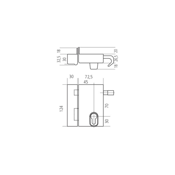 Serrure applique cylindre euro