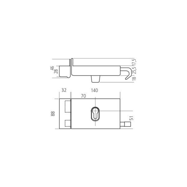 Serrure applique cylindre européen