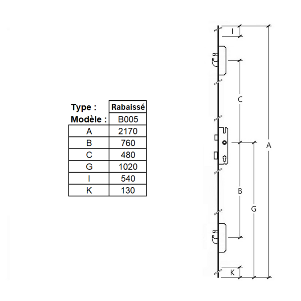Serrure as4640 hors gamme - têtière 26+