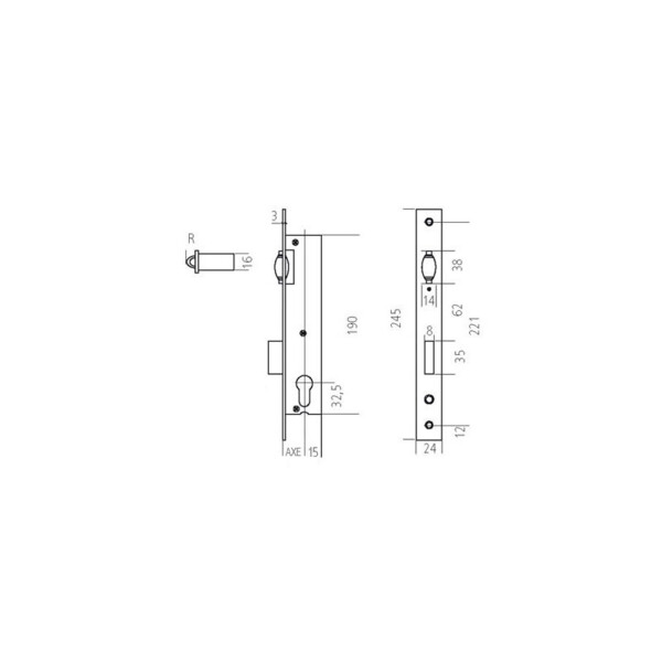 Serrure pêne dormant rouleau 88pz