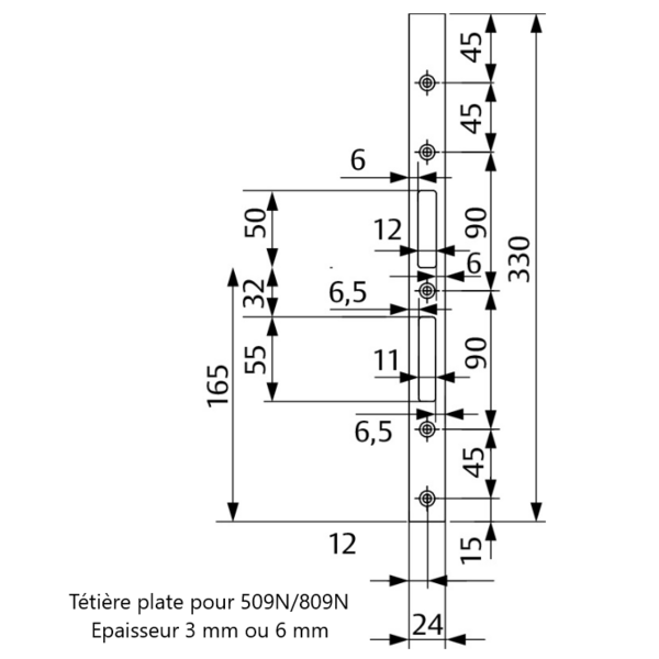Tétière plate pour 509n-809n-519n-819n