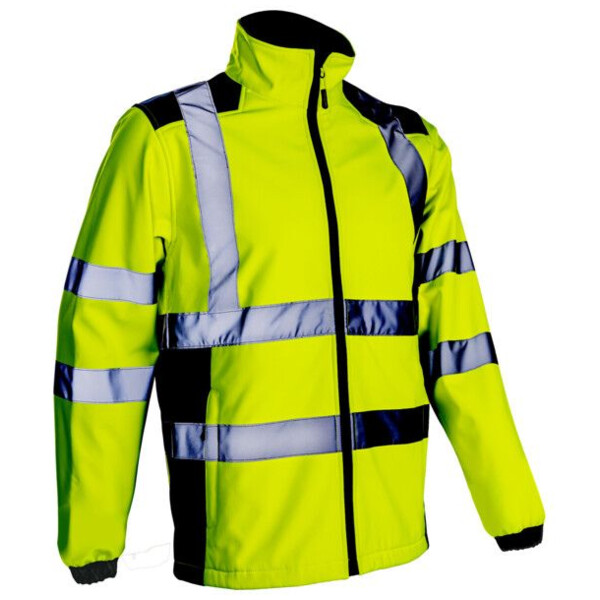 Veste softshell haute visibilite kanpa jaune/marine
