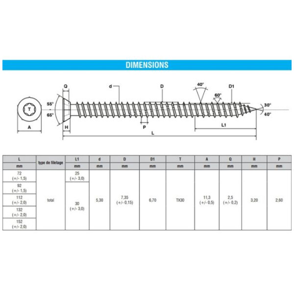 Vis de fixation directe huisserie - tf - inox a4