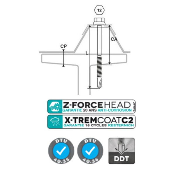 Vis fixation bac acier sur fer - i ral 8012