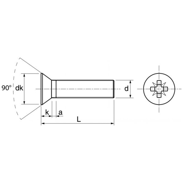 Vis métaux inox tête fraisée pozi