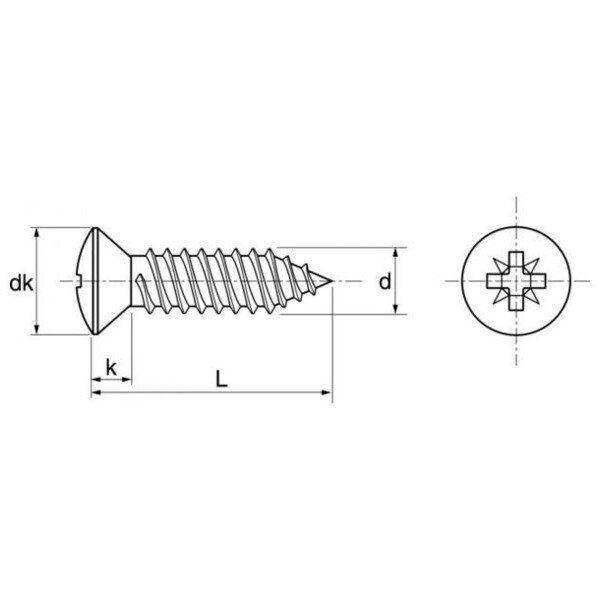 Vis tôle inox tête bombée pozi