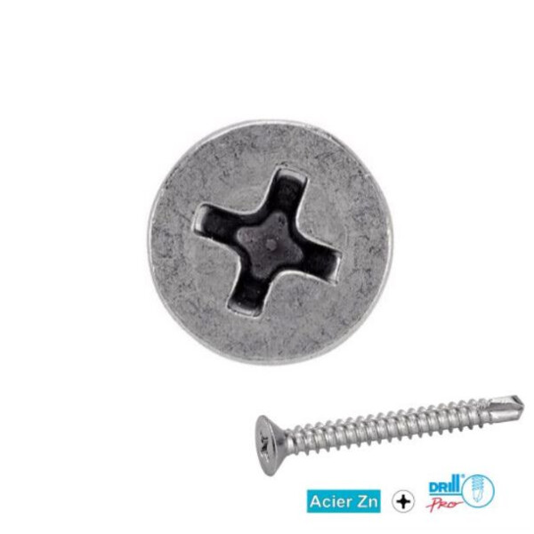 Vis autoperceuse tête fraisée zingué blanc