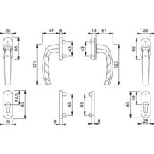 Poignée de porte-fenêtre  atlanta à clé saillie  normale