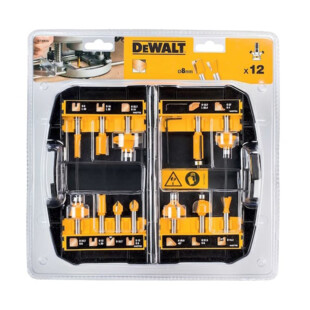 COFFRET 12 FRAISES BOIS QUEUE 8MM DIVERS PROFILS Dewalt