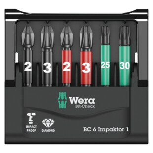 ETUI D'EMBOUTS BIT-CHECK 6 IMPAKTOR 1 SB (6 PIECES) Wera