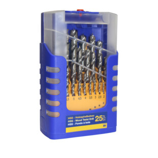 MECHE A BOIS HSS 3 POINTES QUEUE CYLINDRIQUE (COFFRET DE 25) Fisch®