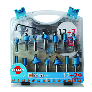 MECHE DE DEFONCEUSE ASSORTIES QUEUE 8 MM (COFFRET DE 14) Leman