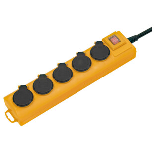 SOCLE SUPER-SOLID 5 PRISES JAUNE INTERRUPTEUR ET VOLET - IP54 Brennenstuhl S.a.s