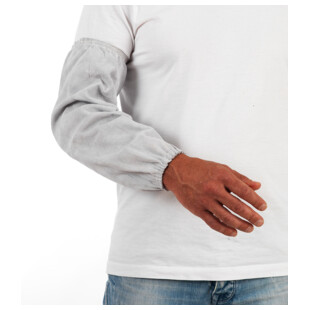MANCHETTE SOUDEUR EN CROUTE DE CUIR GRIS CLAIR LA PAIRE Coverguard