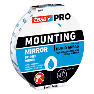 DOUBLE-FACE DE MONTAGE MOUSSE SPECIAL SALLE DE BAINS 66952  BLANC 5M X 19MM Tesa