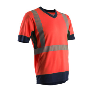 TEE-SHIRT MANCHE COURTE HAUTE VISIBILITE KOMO ROUGE/MARINE Coverguard
